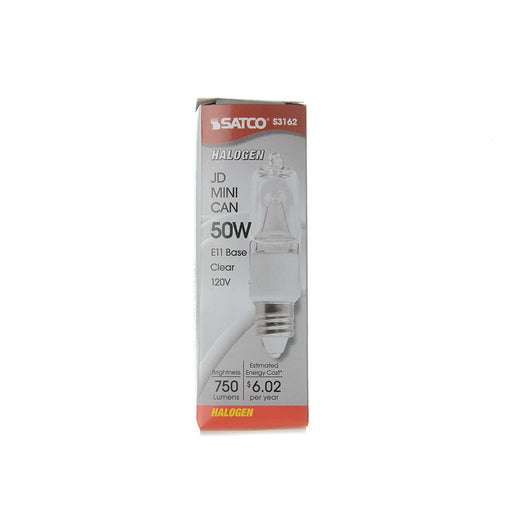 SATCO/NUVO 50Q/CL/MC 50W Halogen T4 Clear 2000 Hours 750Lm Miniature Candelabra Base 120V 2900K (S3162)