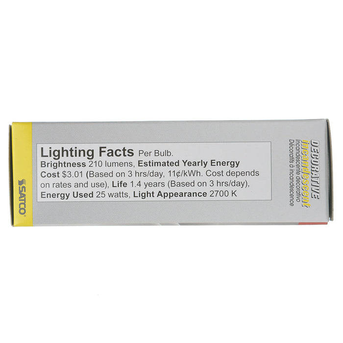 SATCO/NUVO 25CA10 25W CA10 Incandescent Clear 1500 Hours 210Lm Medium Base 120V 2700K (S3264)