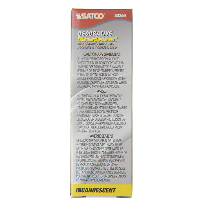 SATCO/NUVO 25CA10 25W CA10 Incandescent Clear 1500 Hours 210Lm Medium Base 120V 2700K (S3264)