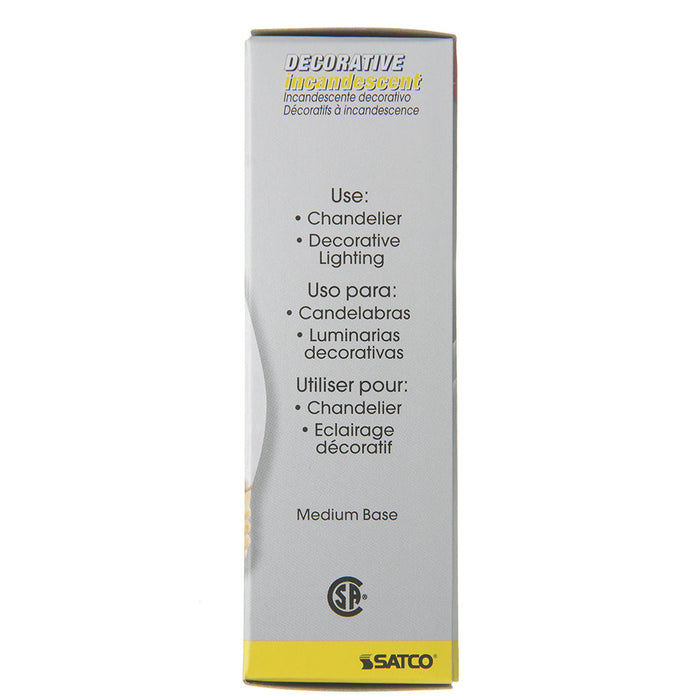 SATCO/NUVO 25CA10 25W CA10 Incandescent Clear 1500 Hours 210Lm Medium Base 120V 2700K (S3264)