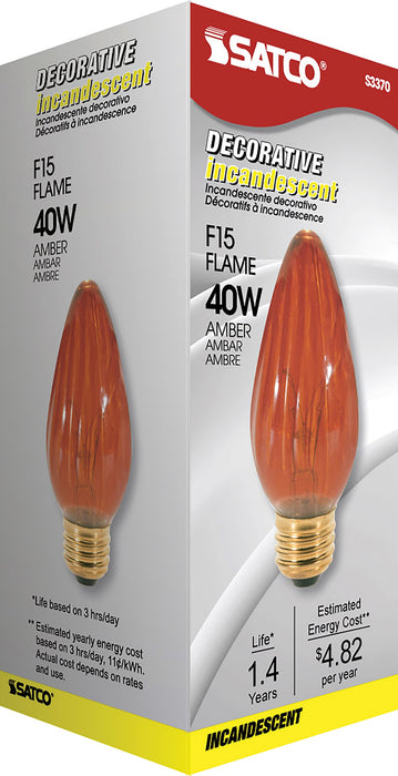 SATCO/NUVO 40W F15 Incandescent Amber 1500 Hours Medium Base 120V (S3370)