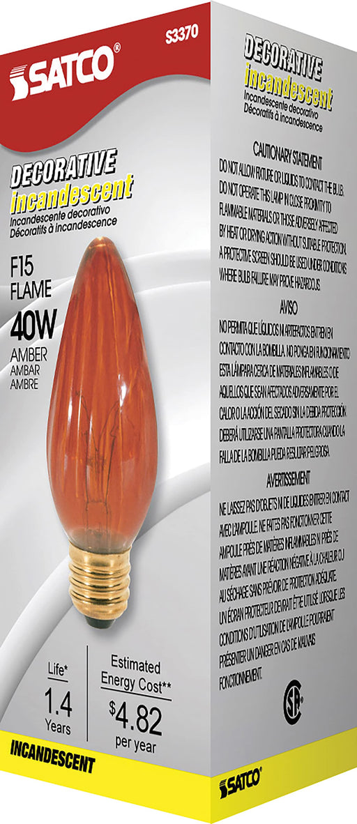 SATCO/NUVO 40W F15 Incandescent Amber 1500 Hours Medium Base 120V (S3370)