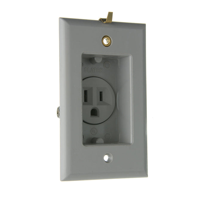 Pass And Seymour Receptacle Recessed 15A/125V Gray With Plate (S3713GRY)