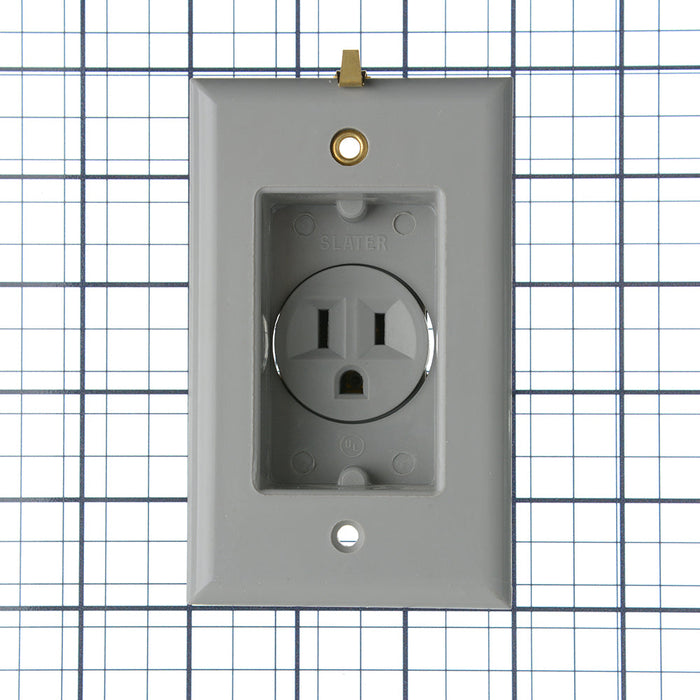 Pass And Seymour Receptacle Recessed 15A/125V Gray With Plate (S3713GRY)