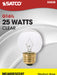 SATCO/NUVO 25W G16 1/2 Incandescent Clear 1500 Hours 220Lm Medium Base 120V (S3838)
