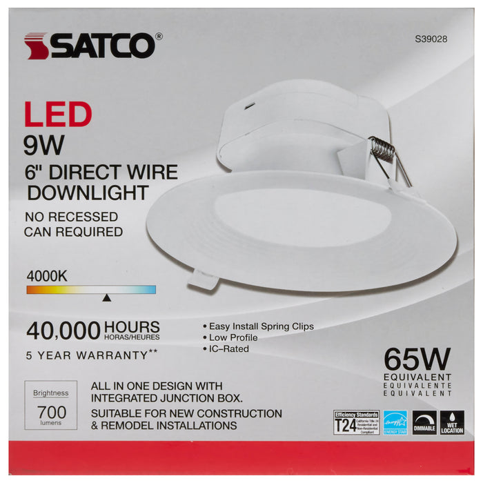SATCO/NUVO 9W LED Direct Wire Downlight 5-6 Inch 4000K 120V Dimmable (S39028)