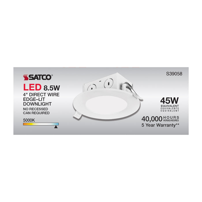 SATCO/NUVO 8.5W LED Direct Wire Downlight Edge-Lit 4 Inch 5000K 120V Dimmable (S39058)