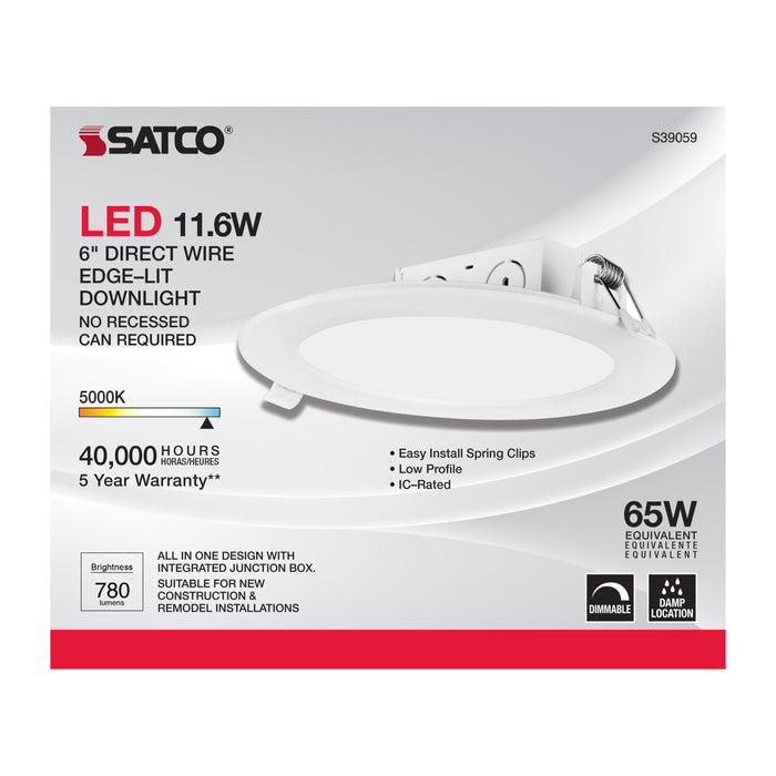 SATCO/NUVO 11.6W LED Direct Wire Downlight Edge-Lit 5-6 Inch 5000K 120V Dimmable (S39059)
