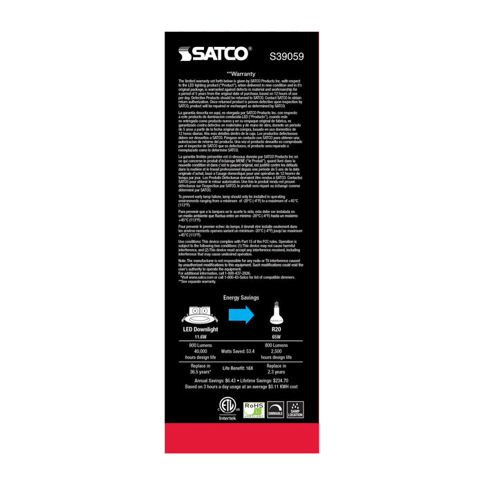 SATCO/NUVO 11.6W LED Direct Wire Downlight Edge-Lit 5-6 Inch 5000K 120V Dimmable (S39059)