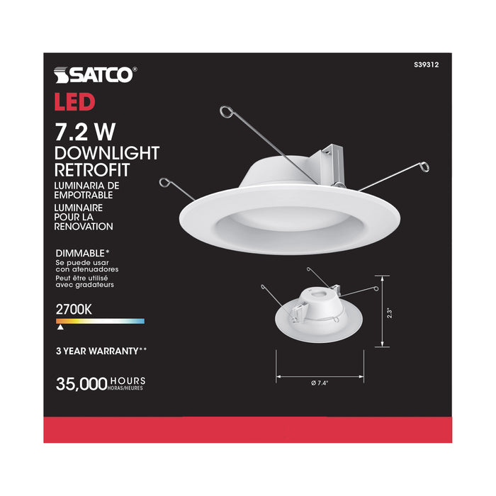 SATCO/NUVO 7.2W LED Downlight Retrofit 5-6 Inches 2700K 120V White Finish (S39312)