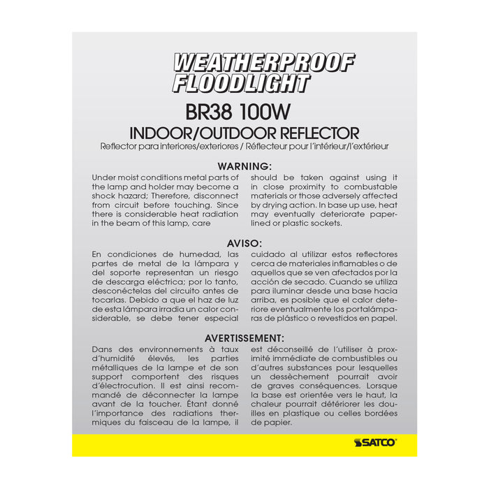 SATCO/NUVO 100W BR38 Amber 120V 100W BR38 Incandescent Amber 2000 Hours Medium Base 120V (S4425)