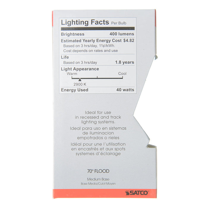 SATCO/NUVO 40R20/FL/HAL 120V 40W 120V Halogen R20 Reflector Flood (S4517)