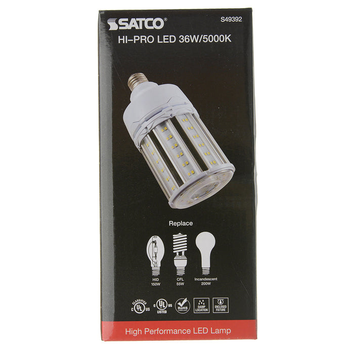 SATCO/NUVO Hi-Pro 36W LED HID Replacement Corn Cob 5000K 4968Lm 80 CRI Medium E26 Base 100-277V Non-Dimmable (S49392)