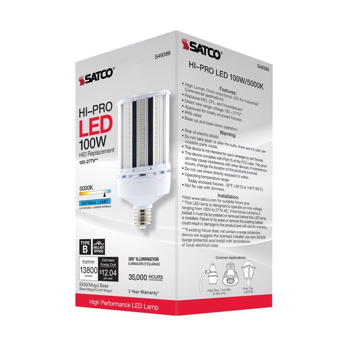SATCO/NUVO 100W LED HID Replacement 5000K Extended Mogul Base Type B Ballast Bypass Economy Hi-Pro (S49396)