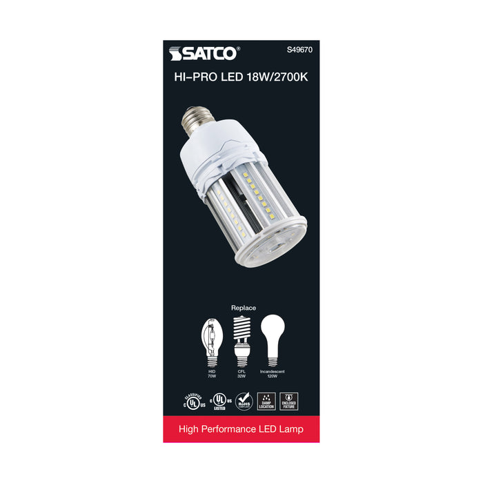 SATCO/NUVO 18W LED HID Replacement 80 CRI 2700K Medium Base Economy Hi-Pro (S49670)