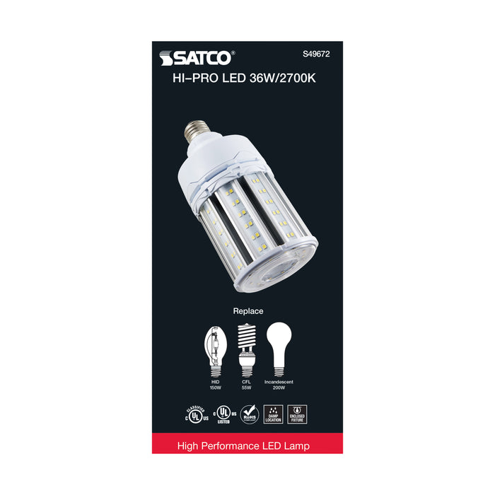 SATCO/NUVO 36W LED HID Replacement 80 CRI 2700K Medium Base Economy Hi-Pro (S49672)