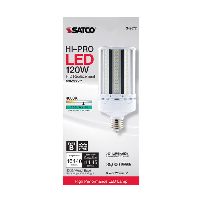 SATCO/NUVO 120W LED HID Replacement 4000K Extended Mogul Base Type B Ballast Bypass Economy Hi-Pro (S49677)