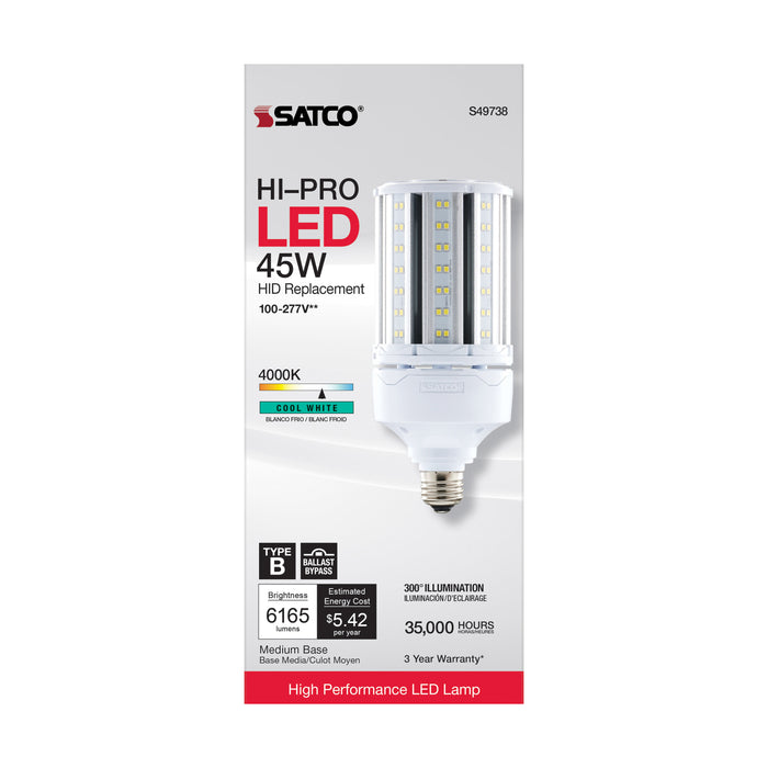 SATCO/NUVO 45W LED HID Replacement 80 CRI 4000K Medium Base Economy Hi-Pro (S49738)