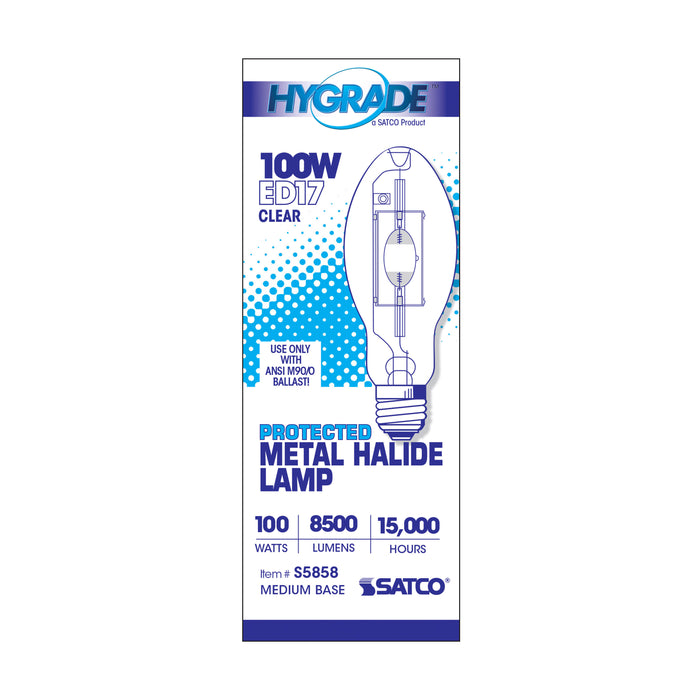 SATCO/NUVO HyGrade 100W Metal Halide HID Medium Base ED17 Clear 65 CRI 4000K (S5858)