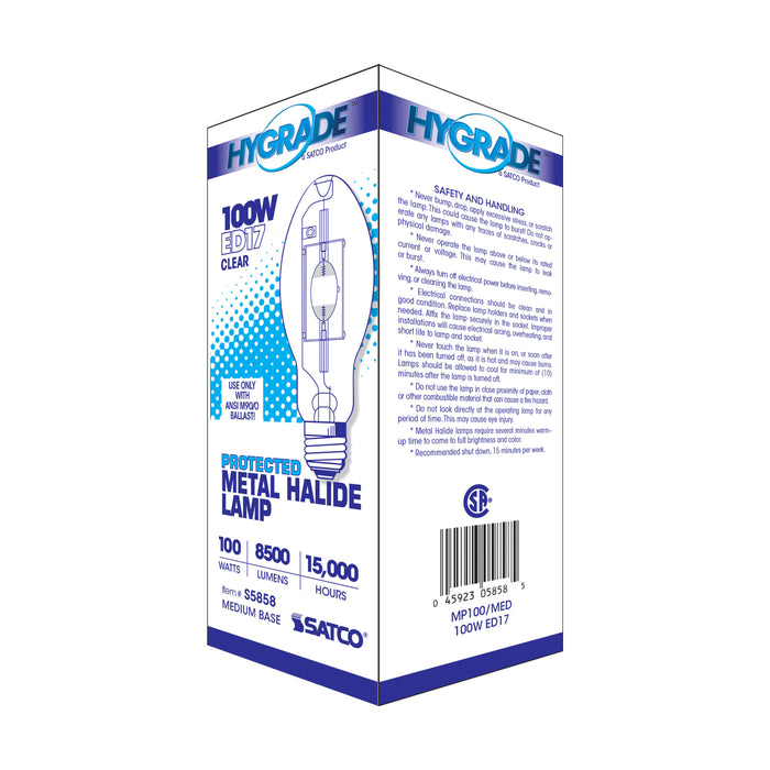 SATCO/NUVO HyGrade 100W Metal Halide HID Medium Base ED17 Clear 65 CRI 4000K (S5858)