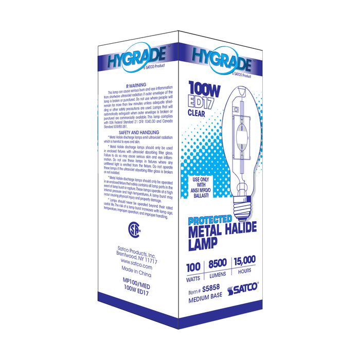 SATCO/NUVO HyGrade 100W Metal Halide HID Medium Base ED17 Clear 65 CRI 4000K (S5858)