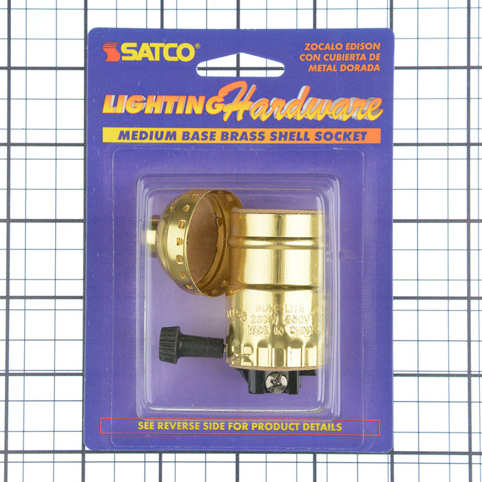 SATCO/NUVO 3 Wire Socket With Turn Knob Brite Gilt Finish (S70-421)