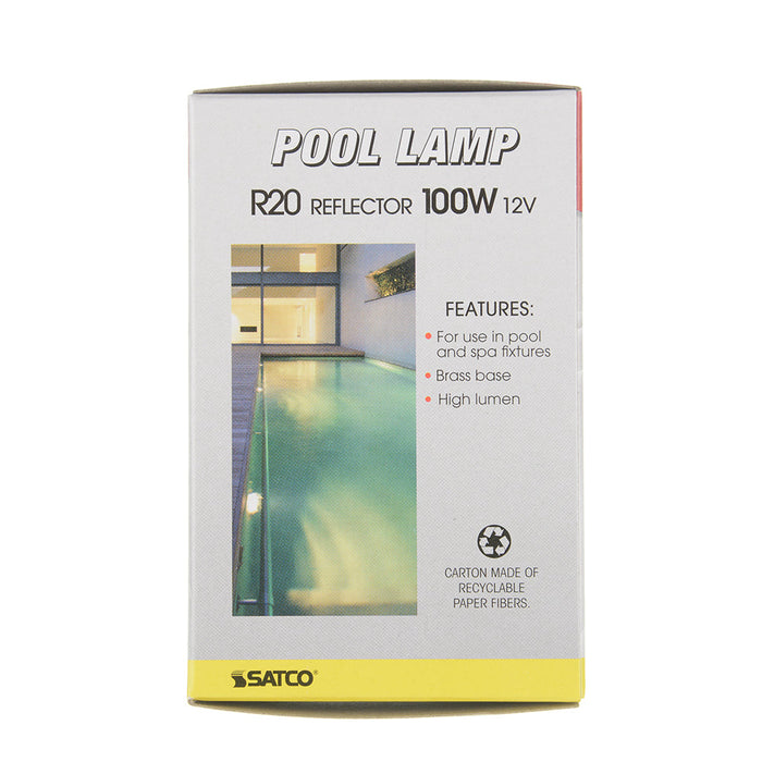 SATCO/NUVO 100R20FL/POOL 100W R20 Incandescent Frost 2000 Hours 1000Lm Medium Base 12V 2700K (S7002)