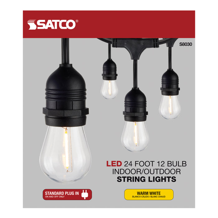 SATCO/NUVO 24 Foot LED String Light Includes 12-S14 Bulbs 2000K 120V (S8030)