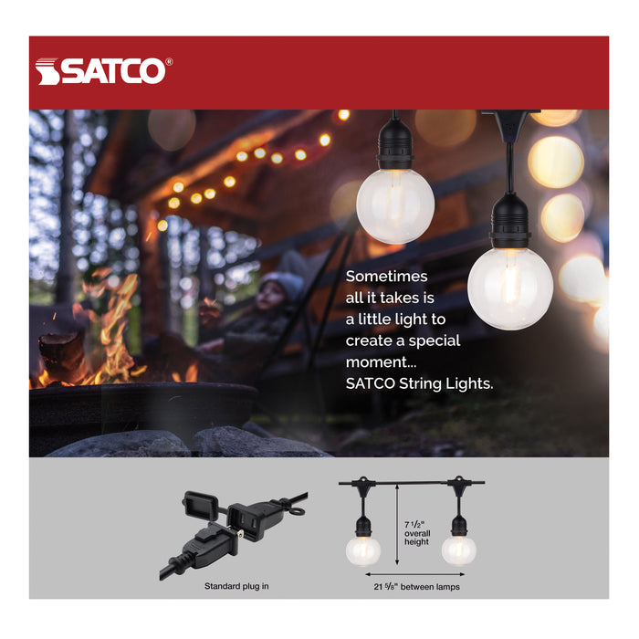 SATCO/NUVO 24 Foot LED String Light Includes 12-G25 Bulbs 2000K 120V (S8034)