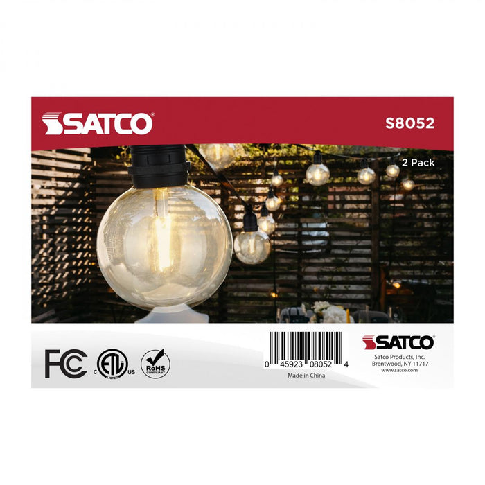 SATCO/NUVO Replacement LED String Light Lamp 2W G25 2200K Clear 120V Medium E26 Base 2-Pack (S8052)