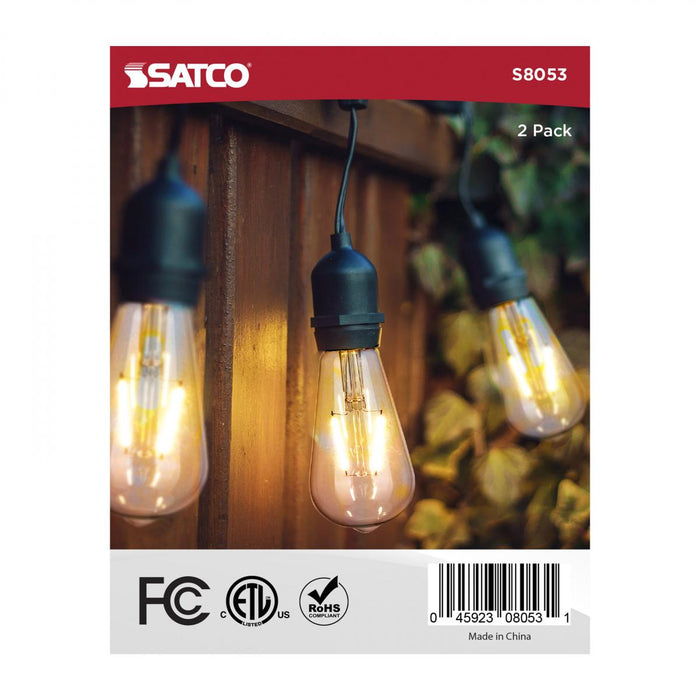 SATCO/NUVO Replacement LED String Light Lamp 2W ST19 2200K Clear 120V Medium E26 Base 2-Pack (S8053)