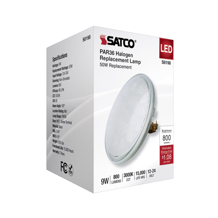 SATCO/NUVO 9W LED PAR36 5000K Average Rated Hours 3000K Screw Terminal Base (S8198)