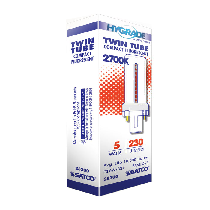 SATCO/NUVO HyGrade 5W Pin-Based Compact Fluorescent 2700K 82 CRI G23 Base (S8300)