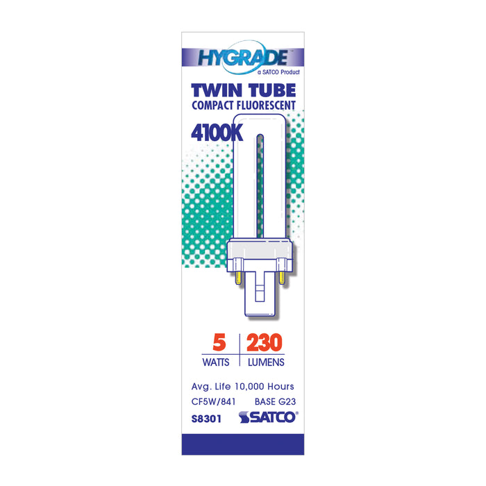 SATCO/NUVO HyGrade 5W Pin-Based Compact Fluorescent 4100K 82 CRI G23 Base (S8301)