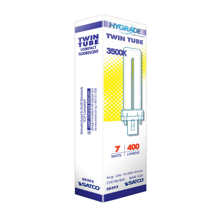 SATCO/NUVO HyGrade 7W Pin-Based Compact Fluorescent 3500K 82 CRI G23 Base (S8303)