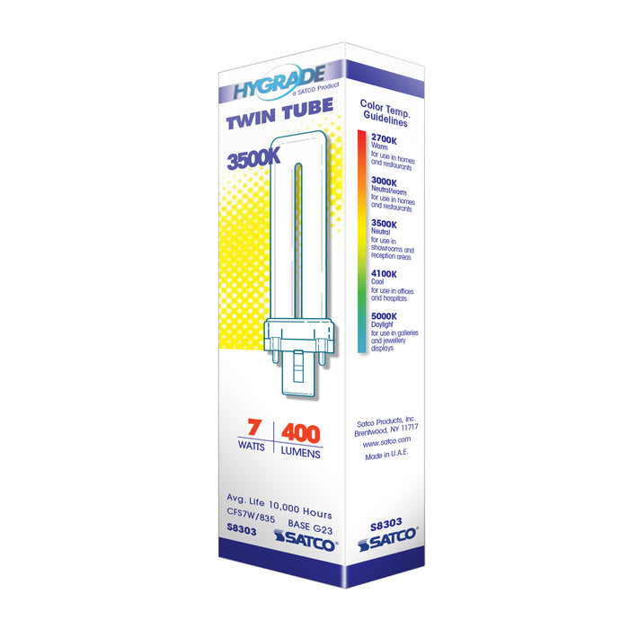 SATCO/NUVO HyGrade 7W Pin-Based Compact Fluorescent 3500K 82 CRI G23 Base (S8303)