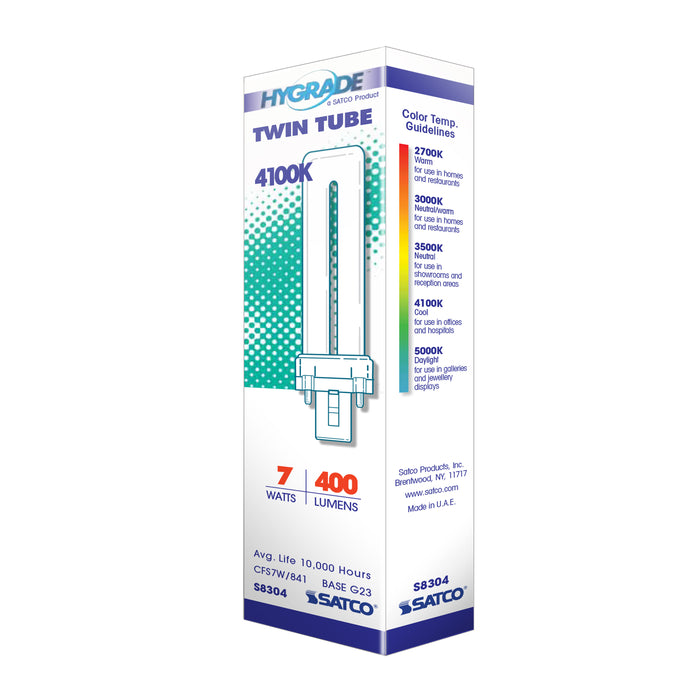 SATCO/NUVO HyGrade 7W Pin-Based Compact Fluorescent 4100K 82 CRI G23 Base (S8304)