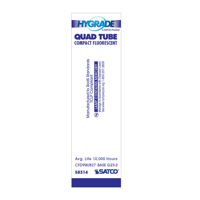 SATCO/NUVO HyGrade 9W Pin-Based Double Twin Compact Fluorescent 2700K 82 CRI G23-2 Base (S8314)