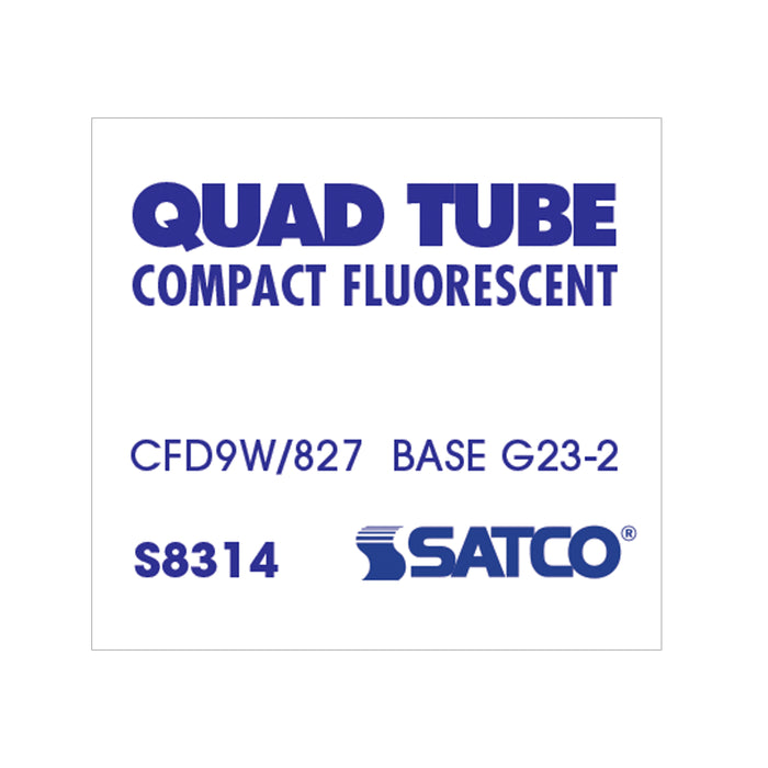 SATCO/NUVO HyGrade 9W Pin-Based Double Twin Compact Fluorescent 2700K 82 CRI G23-2 Base (S8314)
