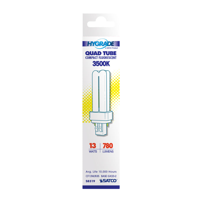 SATCO/NUVO HyGrade 13W Pin-Based Compact Fluorescent 3500K 82 CRI GX23-2 Base (S8319)