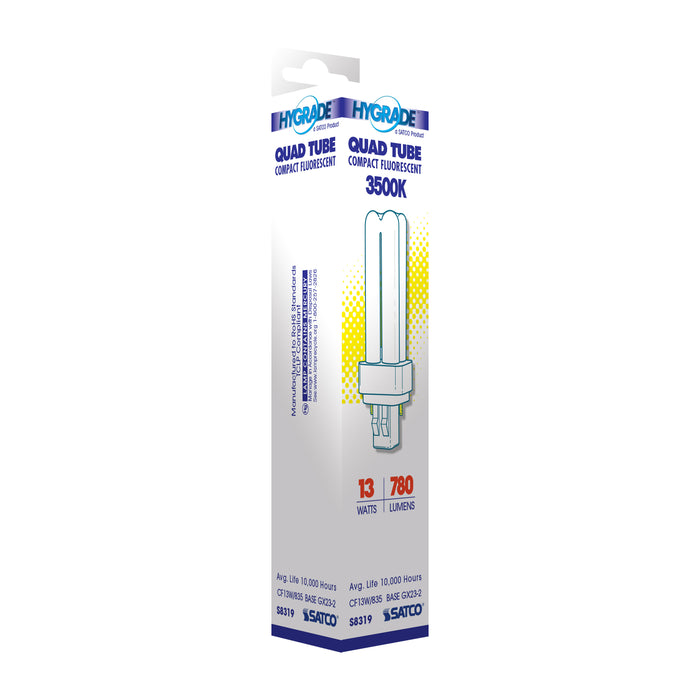 SATCO/NUVO HyGrade 13W Pin-Based Compact Fluorescent 3500K 82 CRI GX23-2 Base (S8319)