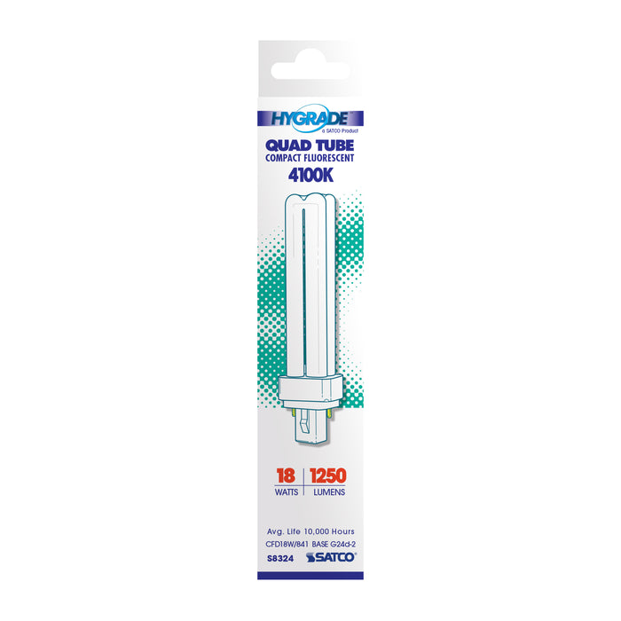 SATCO/NUVO HyGrade 18W Pin-Based Compact Fluorescent 4100K 82 CRI G24D-2 Base (S8324)