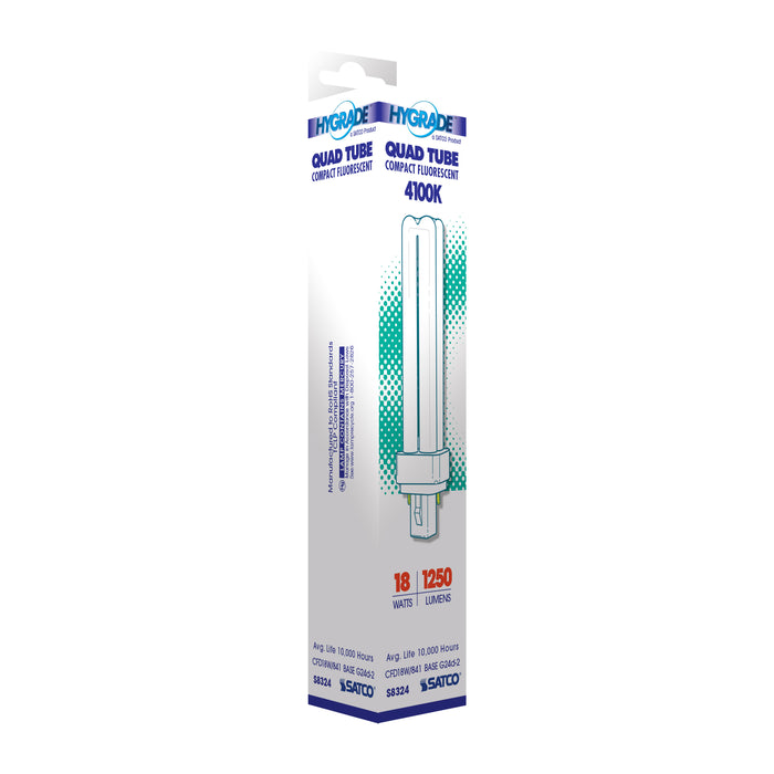 SATCO/NUVO HyGrade 18W Pin-Based Compact Fluorescent 4100K 82 CRI G24D-2 Base (S8324)