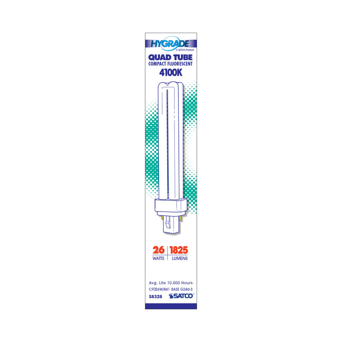 SATCO/NUVO HyGrade 26W Pin-Based Compact Fluorescent 4100K 82 CRI G24D-3 Base (S8328)
