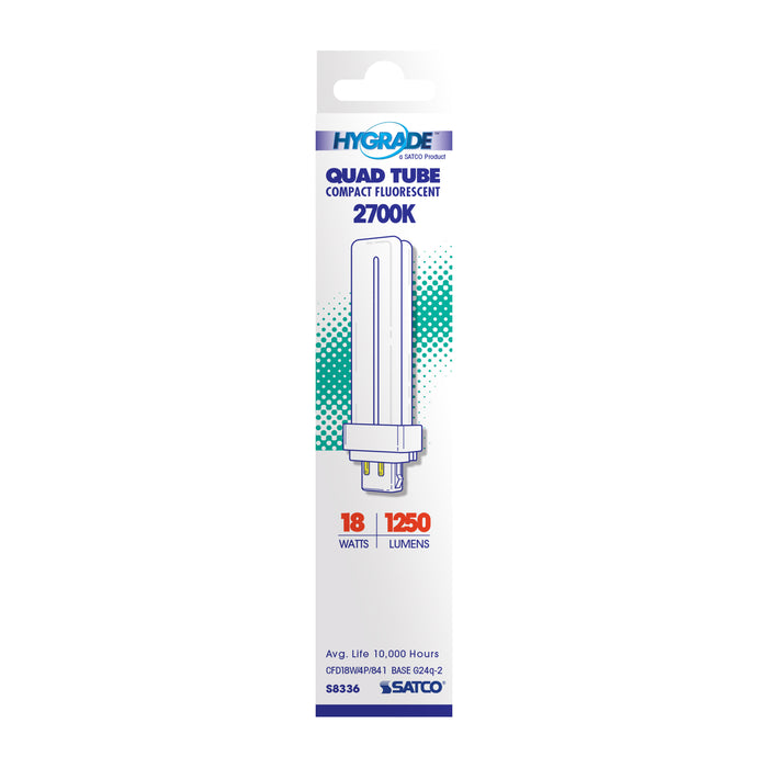 SATCO/NUVO HyGrade 18W Pin-Based Compact Fluorescent 4100K 82 CRI G24Q-2 4-Pin Base (S8336)