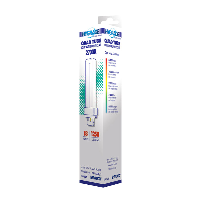 SATCO/NUVO HyGrade 18W Pin-Based Compact Fluorescent 4100K 82 CRI G24Q-2 4-Pin Base (S8336)