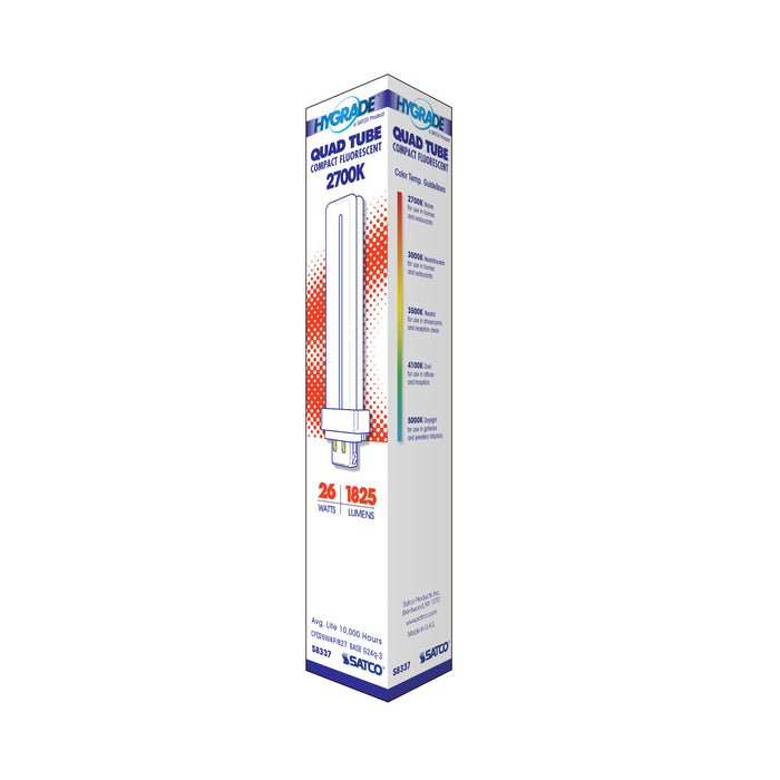 SATCO/NUVO HyGrade 26W Pin-Based Compact Fluorescent 2700K 82 CRI G24Q-3 4-Pin Base (S8337)