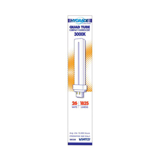 SATCO/NUVO HyGrade 26W Pin-Based Compact Fluorescent 3000K 82 CRI G24Q-3 4-Pin Base (S8338)