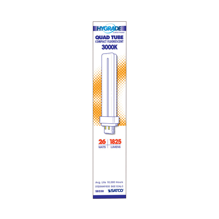 SATCO/NUVO HyGrade 26W Pin-Based Compact Fluorescent 3000K 82 CRI G24Q-3 4-Pin Base (S8338)