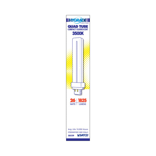 SATCO/NUVO HyGrade 26W Pin-Based Compact Fluorescent 3500K 82 CRI G24Q-3 4-Pin Base (S8339)